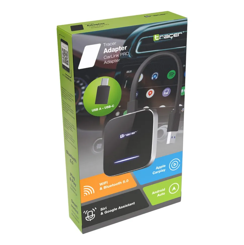 Adapter CarPlay i Android Auto Tracer CarLink PRO, czarny