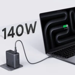 Ładowarka sieciowa Aukey PA-C6 Comet Mix GaN, USB-A i 3 x USB-C, 140 W, szara