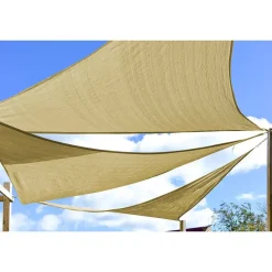 Żagiel ogrodowy przeciwsłoneczny DecoTeam Prestige, trójkąt, 5 x 5 x 5 m, beżowy