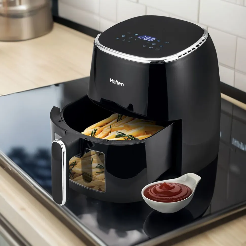 Air Fryer Frytkownica beztłuszczowa z okienkiem Hoffen, 1550 W, 5 l, czarna