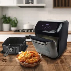Air Fryer Frytkownica beztłuszczowa z okienkiem Hoffen Expert, minipiekarnik, 1800 W, 12 l, czarna