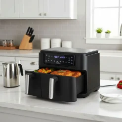 Air Fryer Frytkownica dwukomorowa Hoffen Expert, 2400 W, 3,5 l i 6 l, czarna