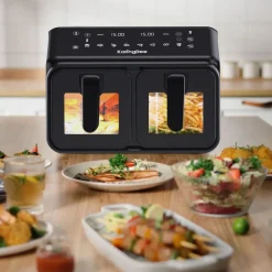 Air Fryer Frytkownica dwukomorowa z okienkiem KaringBee, 2200 W, 2 x 4 l, czarna