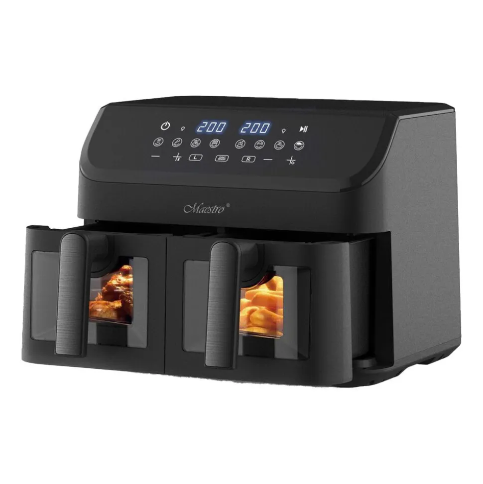 Air Fryer Frytownica beztłuszczowa z okienkiem Maestro MR-758, 2000 W, 2 x 4,5 l, czarna