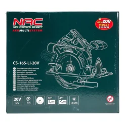 Akumulatorowa pilarka tarczowa NAC CS-165-LI-20V, 20 V, 165 mm