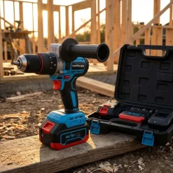 Akumulatorowa wiertarko-wkrętarka udarowa z silnikiem bezszczotkowym Powerlink, 20 V, 120 Nm, 13 mm, 2x akumulator 4 Ah, z akcesoriami