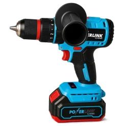 Akumulatorowa wiertarko-wkrętarka udarowa z silnikiem bezszczotkowym Powerlink, 20 V, 120 Nm, 13 mm, 2x akumulator 4 Ah, z akcesoriami