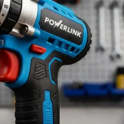 Akumulatorowa wiertarko-wkrętarka udarowa z silnikiem bezszczotkowym Powerlink, 20 V, 50 Nm, 13 mm, 2x akumulator 1,5 Ah i walizka