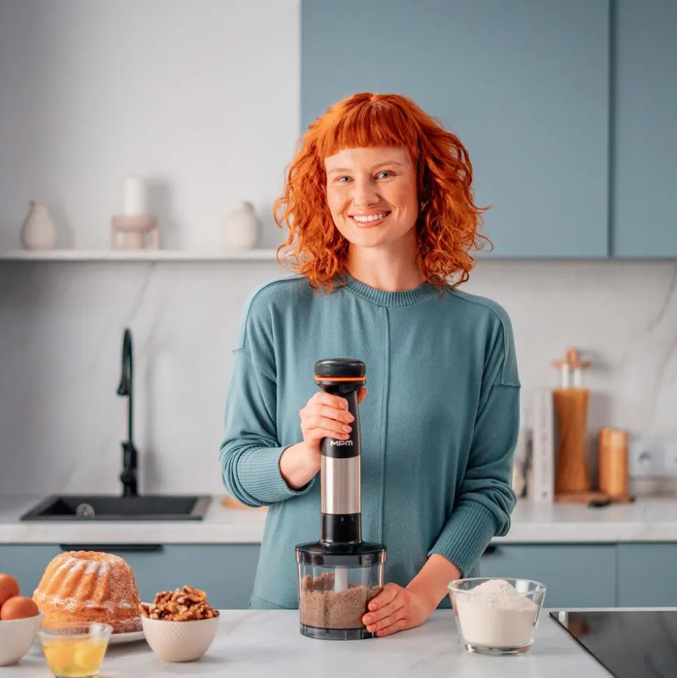 Akumulatorowy blender ręczny MPM GoFree CMBL-01, czarno-srebrny