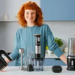 Akumulatorowy blender ręczny MPM GoFree CMBL-01, czarno-srebrny