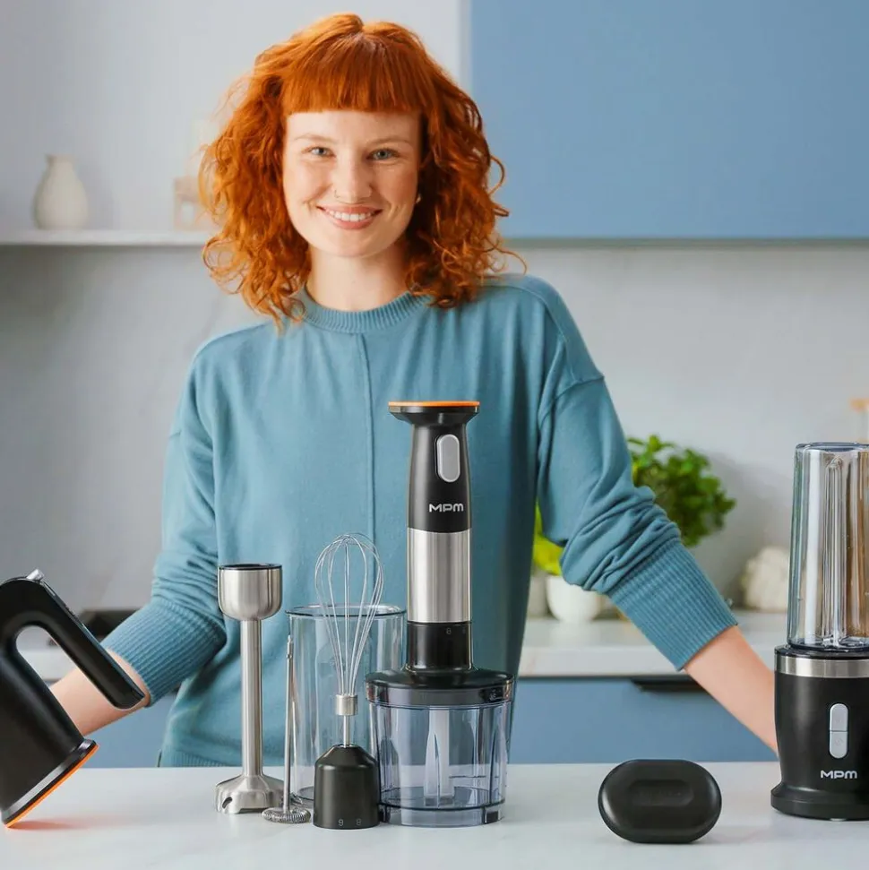 Akumulatorowy blender ręczny MPM GoFree CMBL-01, czarno-srebrny