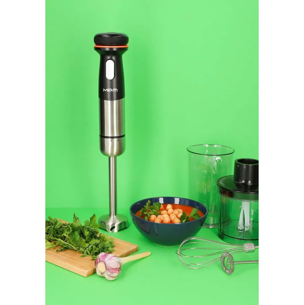 Akumulatorowy blender ręczny MPM GoFree CMBL-01, czarno-srebrny