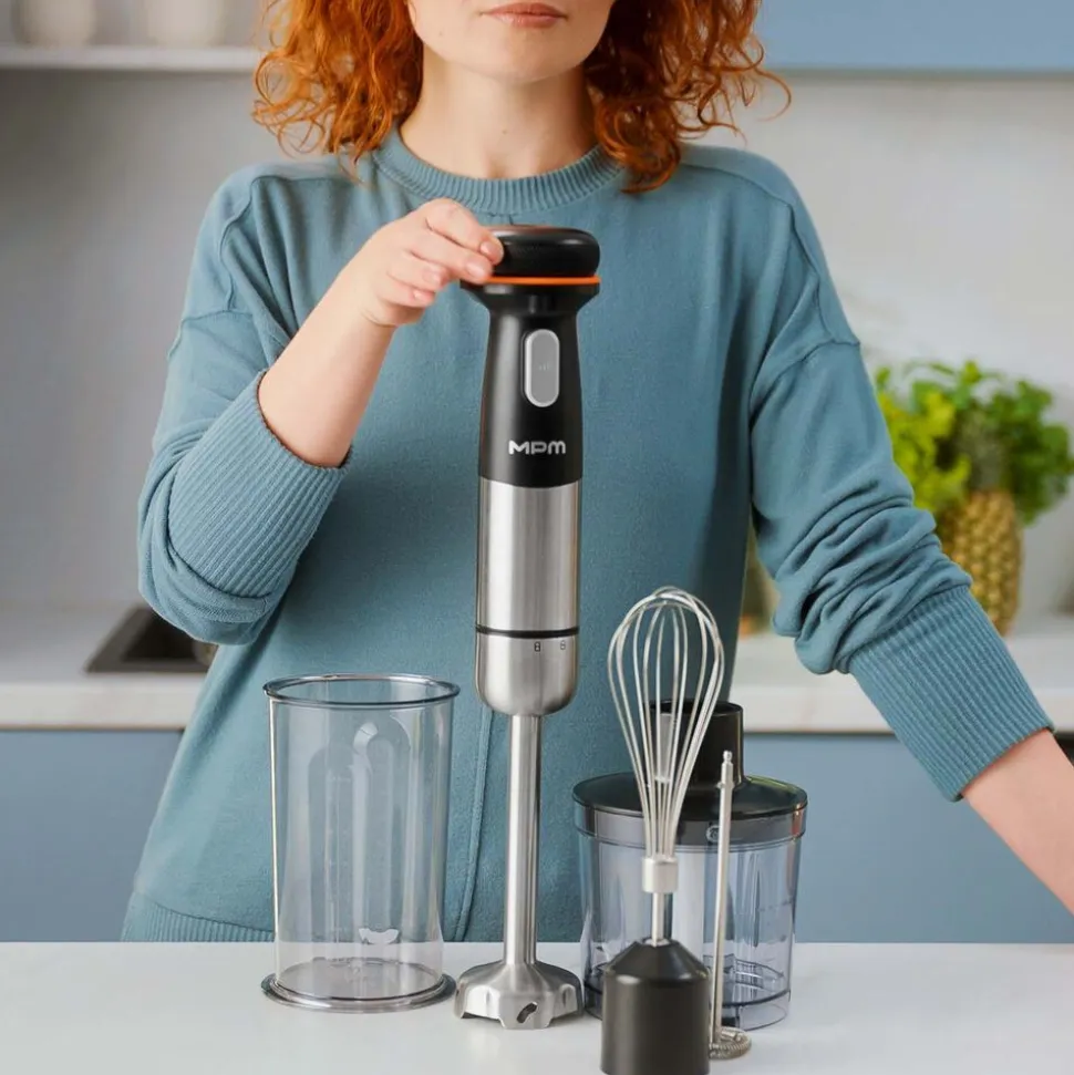 Akumulatorowy blender ręczny MPM GoFree CMBL-01, czarno-srebrny
