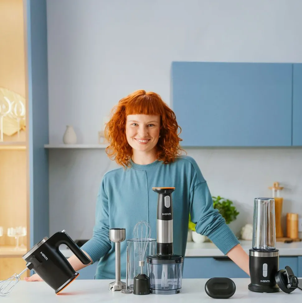 Akumulatorowy blender ręczny MPM GoFree CMBL-01, czarno-srebrny