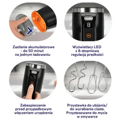 Akumulatorowy mikser ręczny MPM GoFree CMMR-01, 4 końcówki