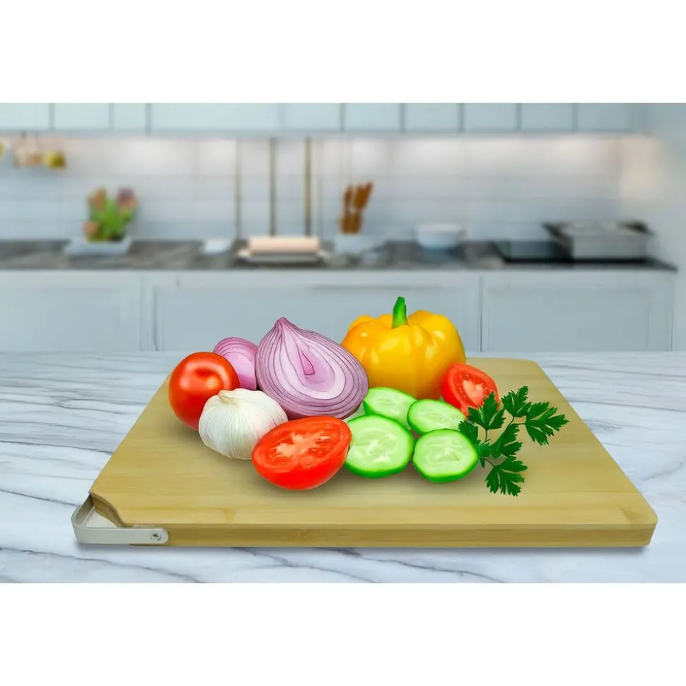Bambusowa deska do krojenia MG Home Daily Bamboo, z aluminiowym uchwytem