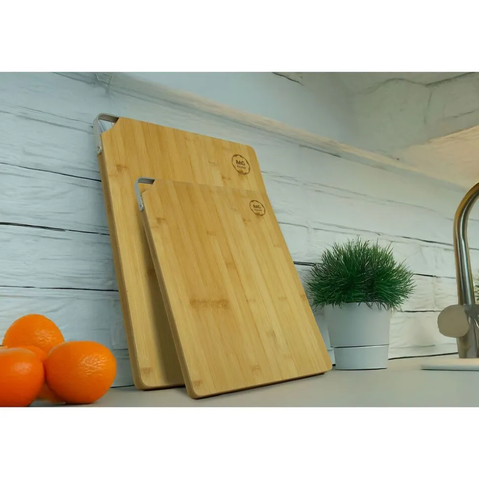Bambusowa deska do krojenia MG Home Daily Bamboo, z aluminiowym uchwytem