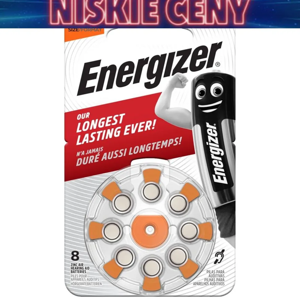 Baterie do aparatów słuchowych Energizer, 8 szt., rozmiar 13