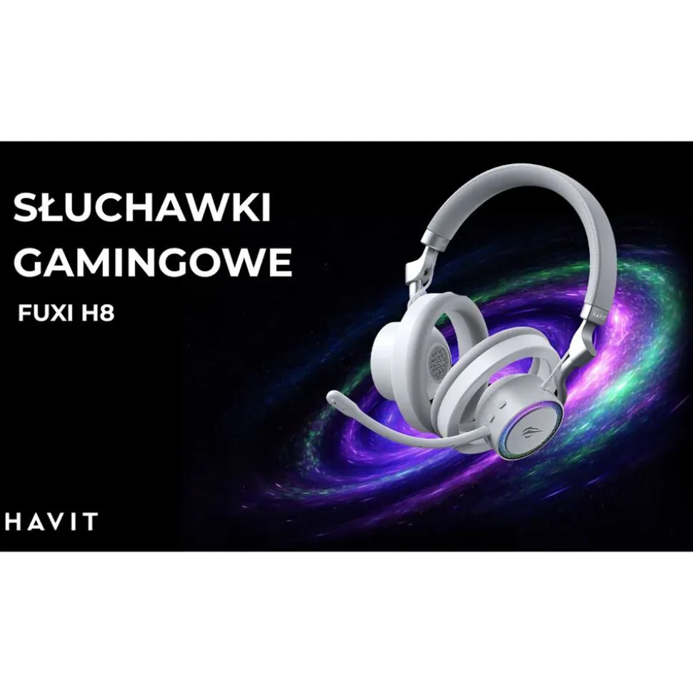 Bezprzewodowe słuchawki gamingowe Havit Fuxi-H8, złote