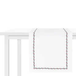 Bieżnik Ilex, biały, z lamówką, 40 x 160 cm