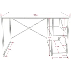 Biurko z półkami Smukee Home, 120 x 60 x 75 cm, dębowe