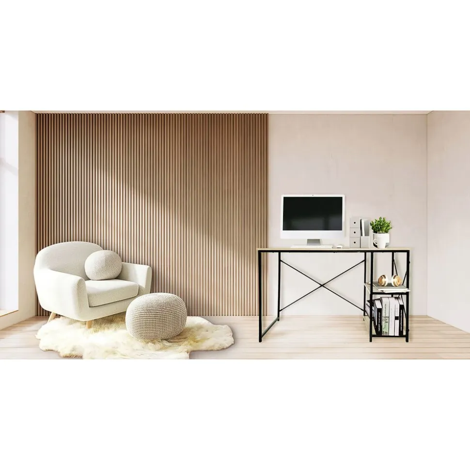 Biurko z półkami Smukee Home, 120 x 60 x 75 cm, dębowe
