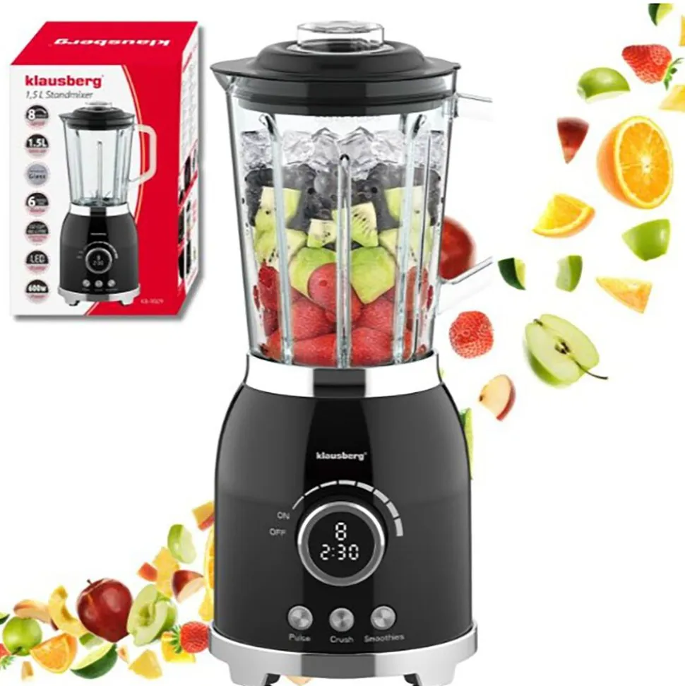Blender kielichowy Klausberg, 600 W, 1,5 l, czarny
