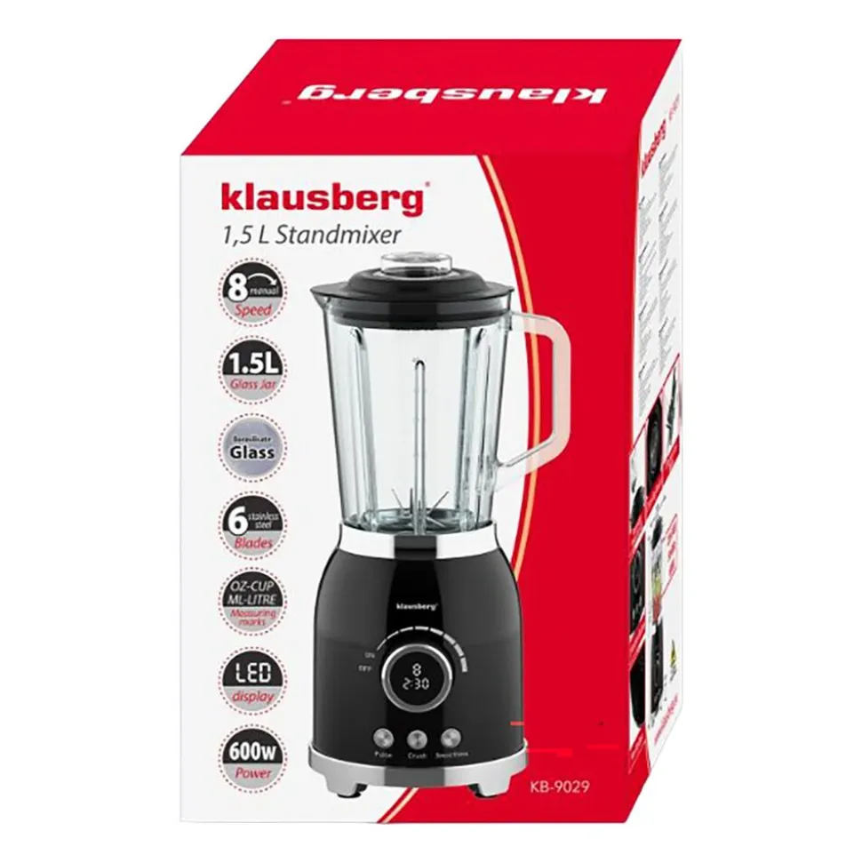 Blender kielichowy Klausberg, 600 W, 1,5 l, czarny