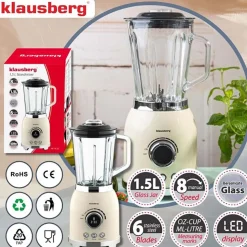 Blender kielichowy Klausberg, 600 W, 1,5 l, beżowy