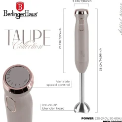 Blender ręczny BerlingerHaus BH/9612, 800 W, funkcja Turbo, taupe