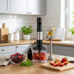 Blender ręczny 4 w 1 Hoffen, 1200 W, 4 końcówki, czarny