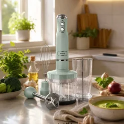 Blender ręczny 4 w 1 Huslog QuickBlend, 700 W, 4 końcówki, zielony