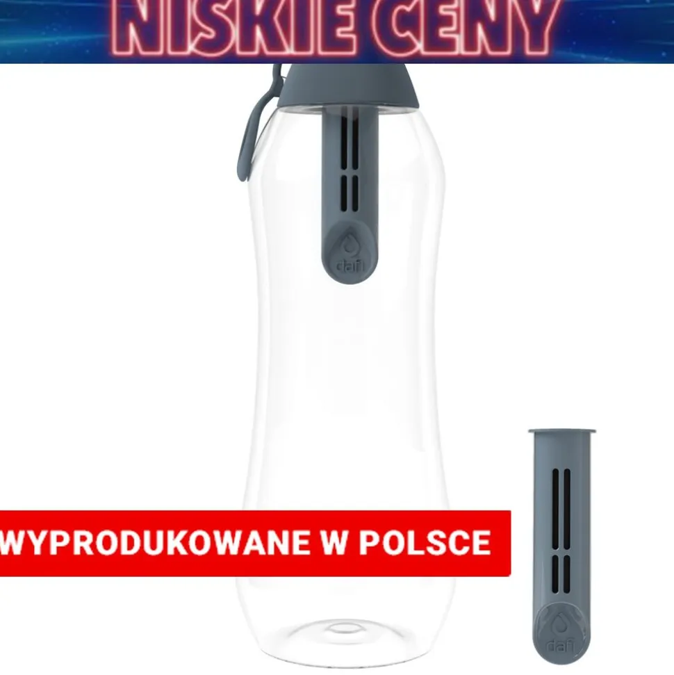 Butelka filtrująca 0,7 L SOFT, szara, 2 filtry w zestawie