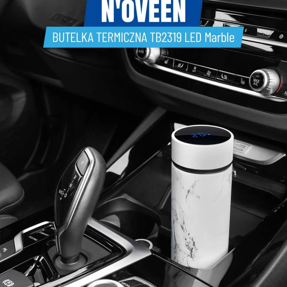Butelka Termiczna LED NOVEEN TB2319 Marble 450 ml, biała