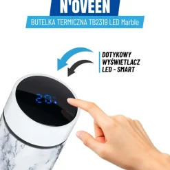 Butelka Termiczna LED NOVEEN TB2319 Marble 450 ml, biała