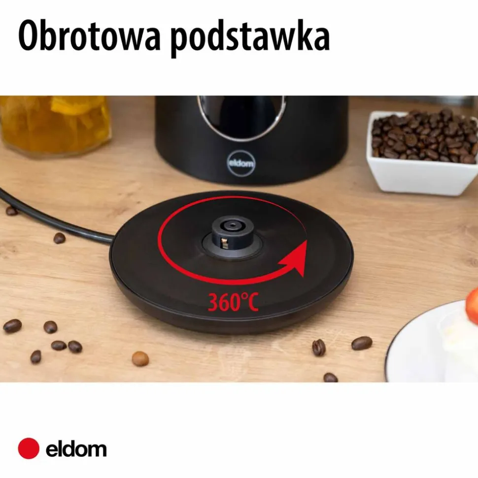 Czajnik elektryczny Eldom C550, z wyświetlaczem, 1850-2200 W, czarny