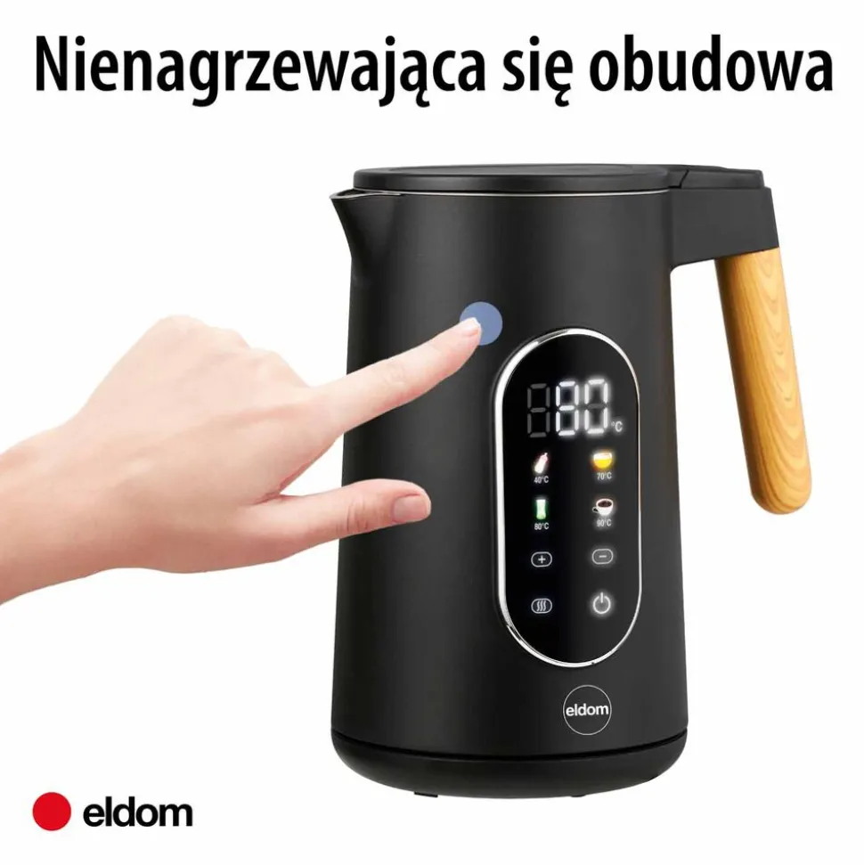 Czajnik elektryczny Eldom C550, z wyświetlaczem, 1850-2200 W, czarny