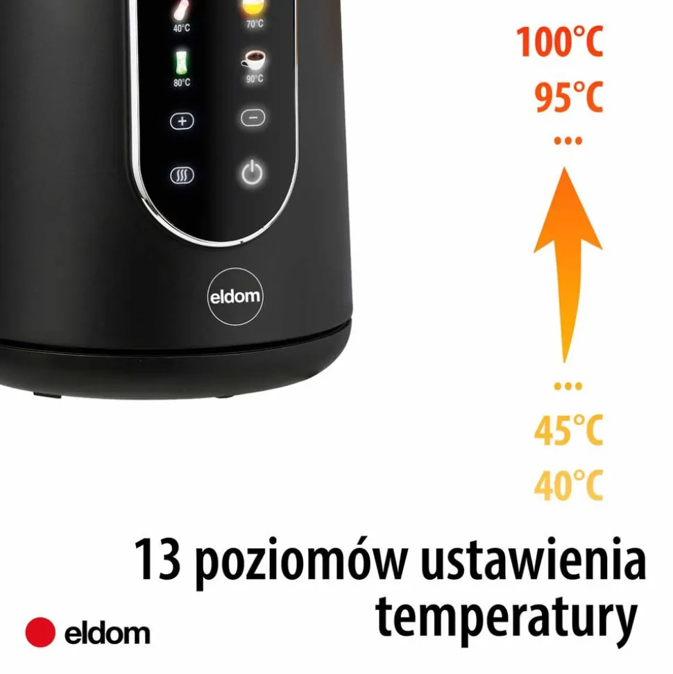 Czajnik elektryczny Eldom C550, z wyświetlaczem, 1850-2200 W, czarny