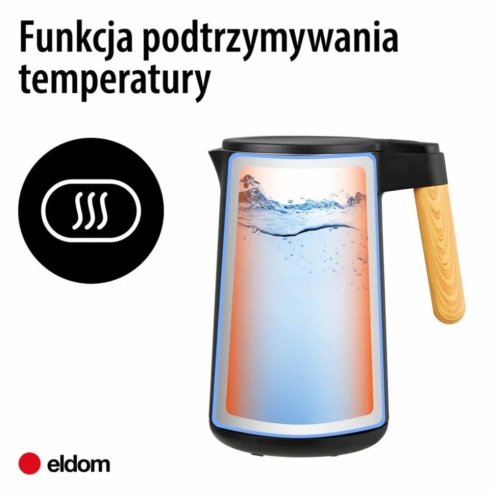 Czajnik elektryczny Eldom C550, z wyświetlaczem, 1850-2200 W, czarny