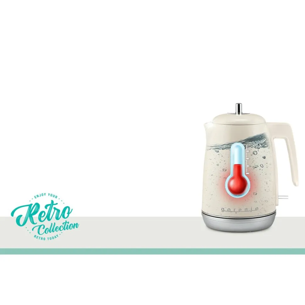 Czajnik elektryczny Gorenje Retro K15RL, 1,7 l, 2200 W, kremowy
