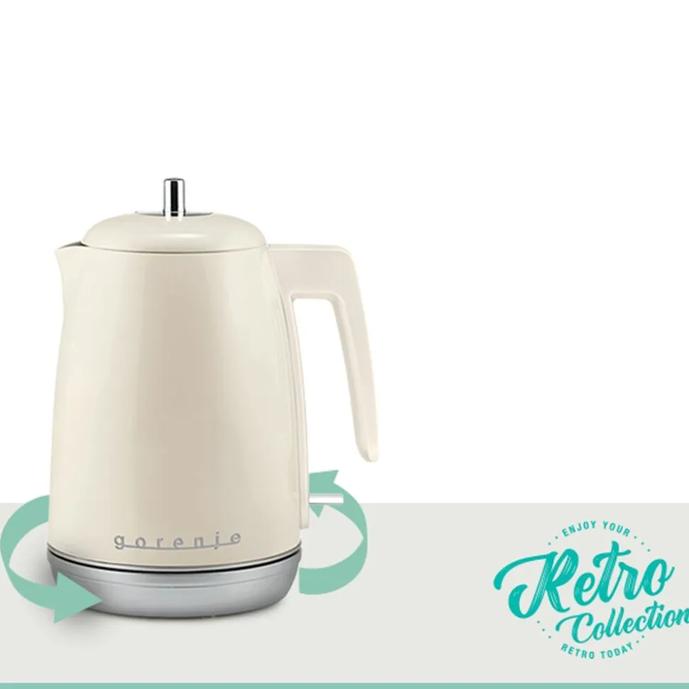 Czajnik elektryczny Gorenje Retro K15RL, 1,7 l, 2200 W, kremowy