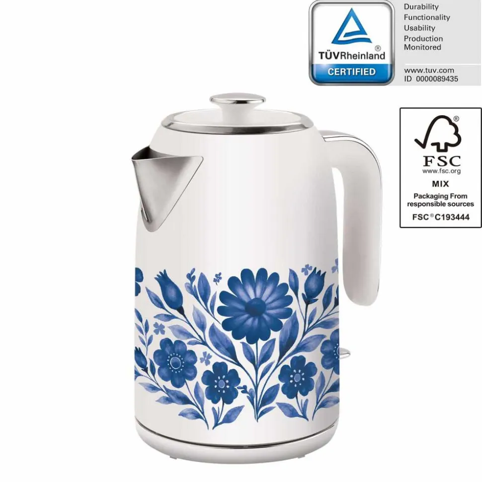 Czajnik elektryczny Hoffen, 1,7 l, 1850-2200 W, kwiatowy