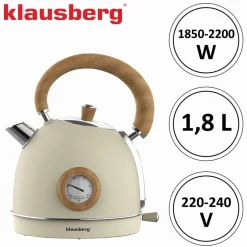 Czajnik elektryczny Klausberg, 1,8 l, 1850-2200 W, z termometrem