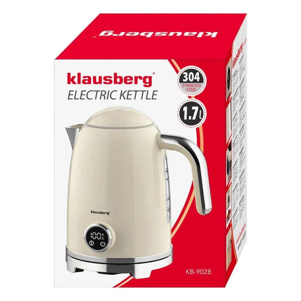 Czajnik elektryczny Klausberg, 1,7 l, 2200 W, z regulacją temperatury, beżowy