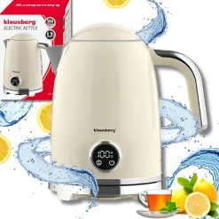 Czajnik elektryczny Klausberg, 1,7 l, 2200 W, z regulacją temperatury, beżowy