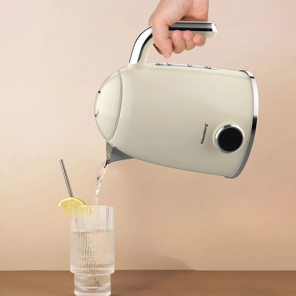 Czajnik elektryczny Klausberg, 1,7 l, 2200 W, z regulacją temperatury, beżowy