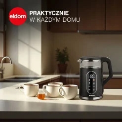 Czajnik elektryczny szklany Eldom C560, 1,7 l, 2200 W, z regulacją temperatury