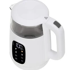 Czajnik elektryczny szklany Adler AD 1305, 1,7 l, 1850 W, z regulacją temperatury i wyświetlaczem LED, biały