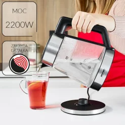 Czajnik elektryczny szklany MPM MCZ-116, 1,7 l, 2200 W, z regulacją temperatury
