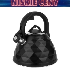 Czajnik z gwizdkiem Tadar Crystal, 3 l, stal nierdzewna, czarny mat